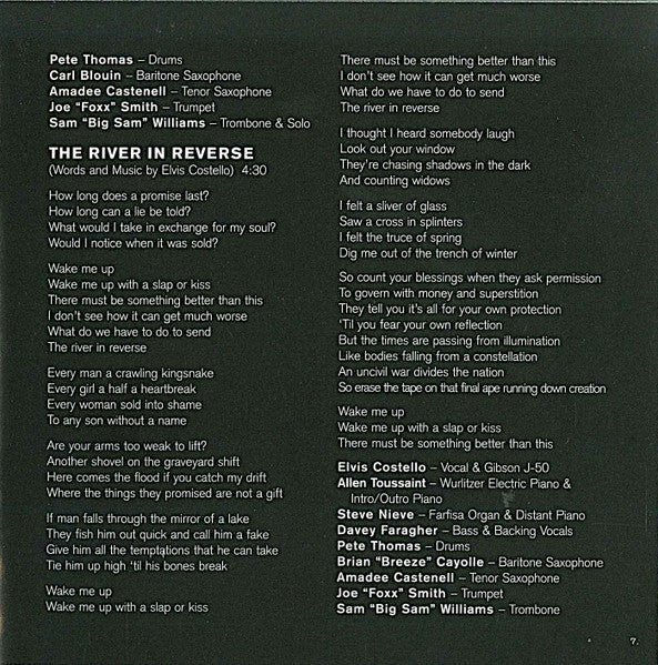 Elvis Costello - The River In Reverse (CD) | Near Mint- (NM-) Excellent (EX)-