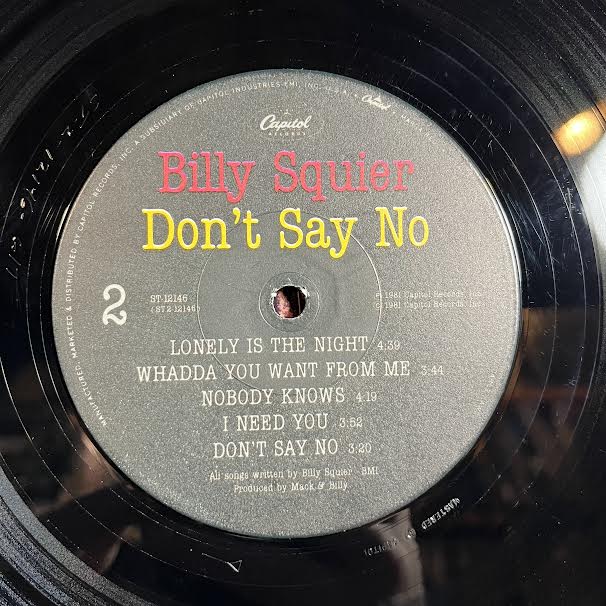 Billy Squier - Don't Say No (VINYL) | Near Mint- (NM-) Very Good Plus (VG+)-