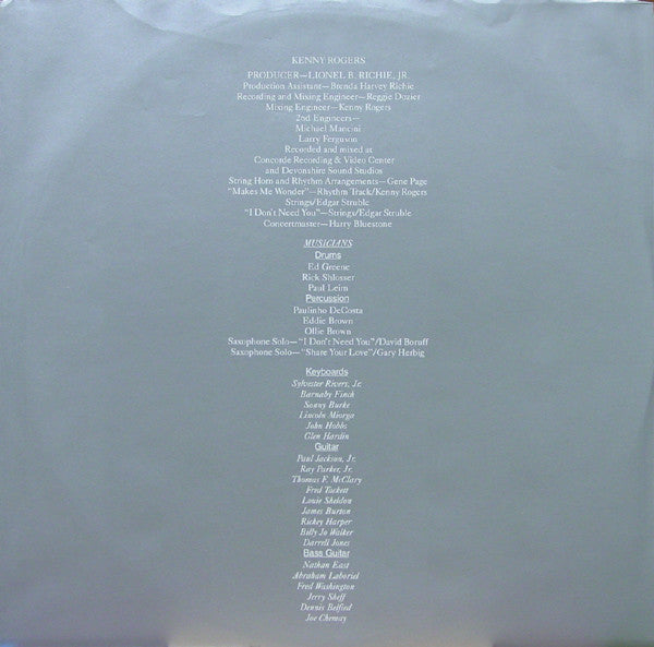 Kenny Rogers - Share Your Love (VINYL) | Near Mint- (NM-) Near Mint (NM)-