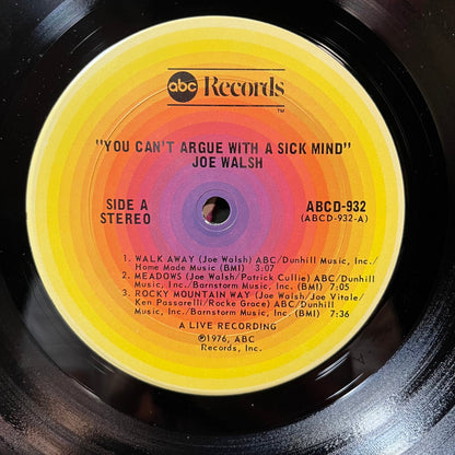 Joe Walsh - You Can't Argue With A Sick Mind (VINYL LP ABC ABCD-932 1976) | USED Near Mint- (NM-) Very Good (VG)--