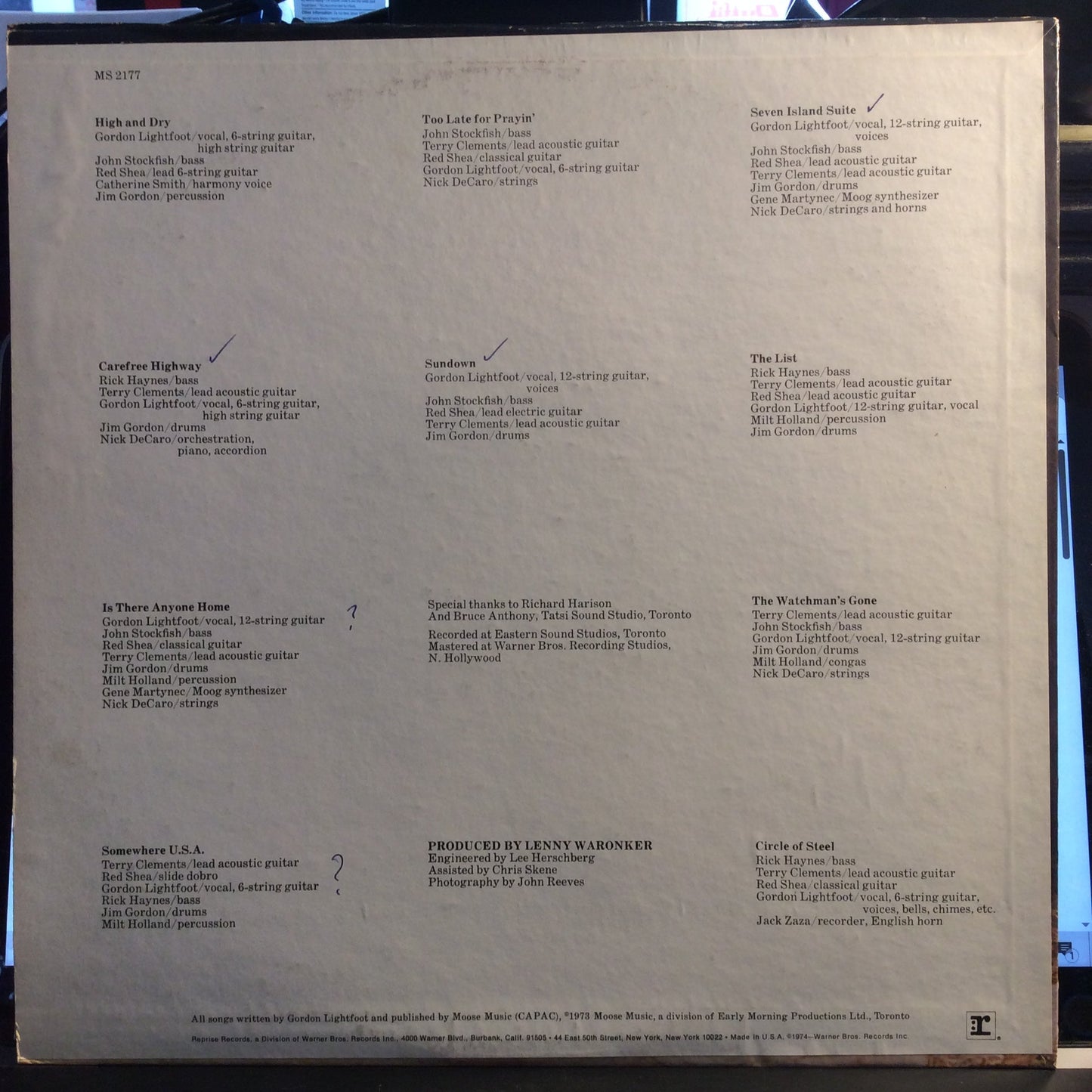 Gordon Lightfoot - Sundown (VINYL) | Near Mint- (NM-) Excellent+ (EX+)-