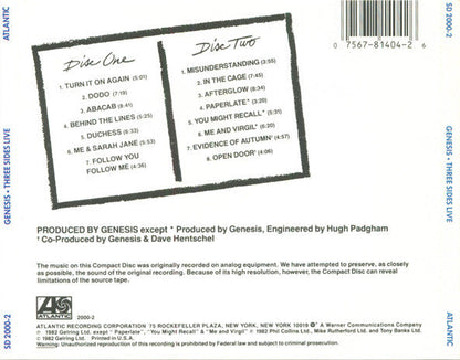 Genesis - Three Sides Live (2xCD) | Near Mint- (NM-) Near Mint- (NM-)-