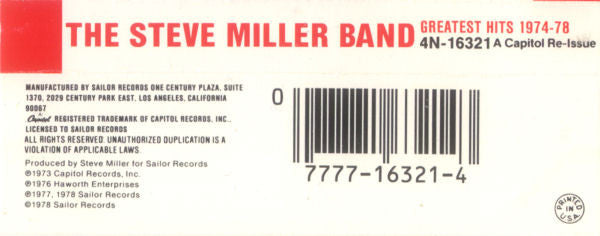Steve Miller Band - Greatest Hits 1974-78 *CASSETTE* | Near Mint (NM) Near Mint (NM)-