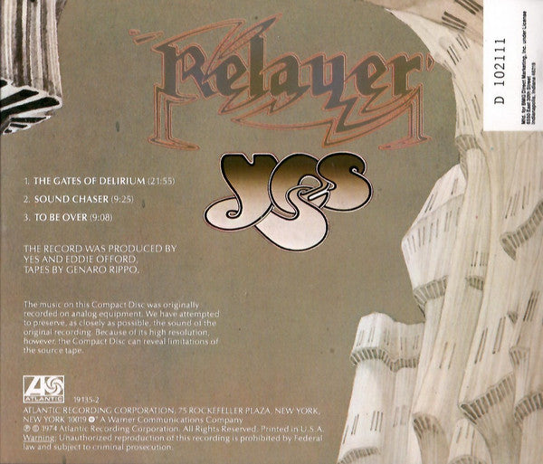 Yes - Relayer (CD) | Near Mint (NM) Near Mint (NM)-