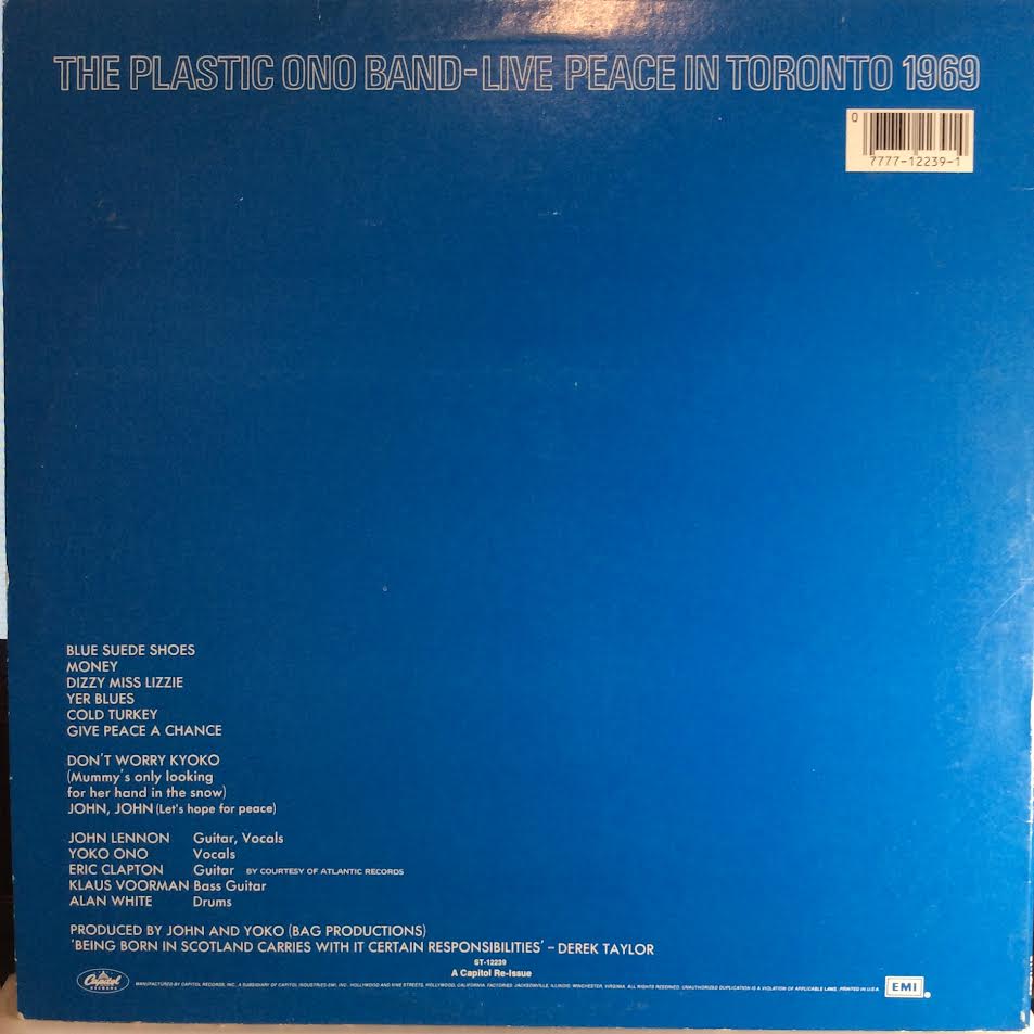 The Plastic Ono Band - Live Peace In Toronto 1969 (VINYL) | Near Mint (NM) Excellent+ (EX+)-