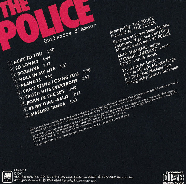 The Police - Outlandos D'Amour (CD) | Near Mint (NM) Near Mint (NM)-