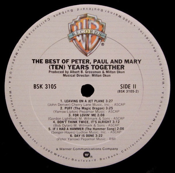Peter, Paul & Mary - The Best Of Peter, Paul And Mary (Ten) Years Together (VINYL) | Near Mint (NM) Excellent+ (EX+)-