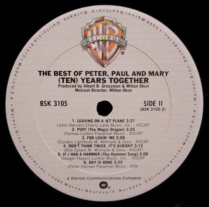 Peter, Paul & Mary - The Best Of Peter, Paul And Mary (Ten) Years Together (VINYL) | Near Mint (NM) Excellent+ (EX+)-