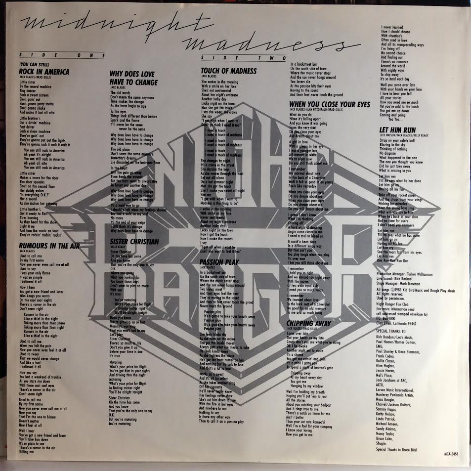 Night Ranger - Midnight Madness (VINYL) | Near Mint (NM) Near Mint (NM)-