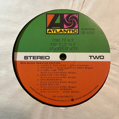 The Rascals - Time Peace: The Rascals' Greatest Hits (VINYL LP ATLANTIC SD 8190) | Near Mint (NM or M-) Very Good (VG)--