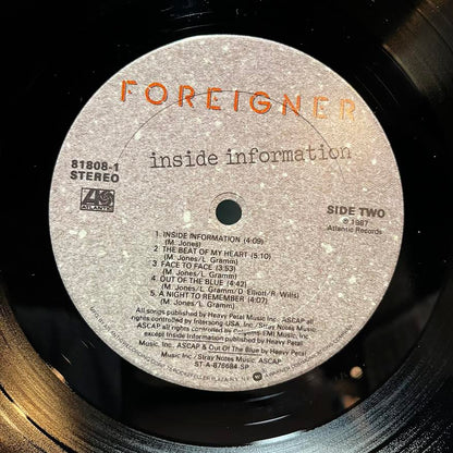 Foreigner - Inside Information (VINYL) | Near Mint (NM) Excellent (EX)-