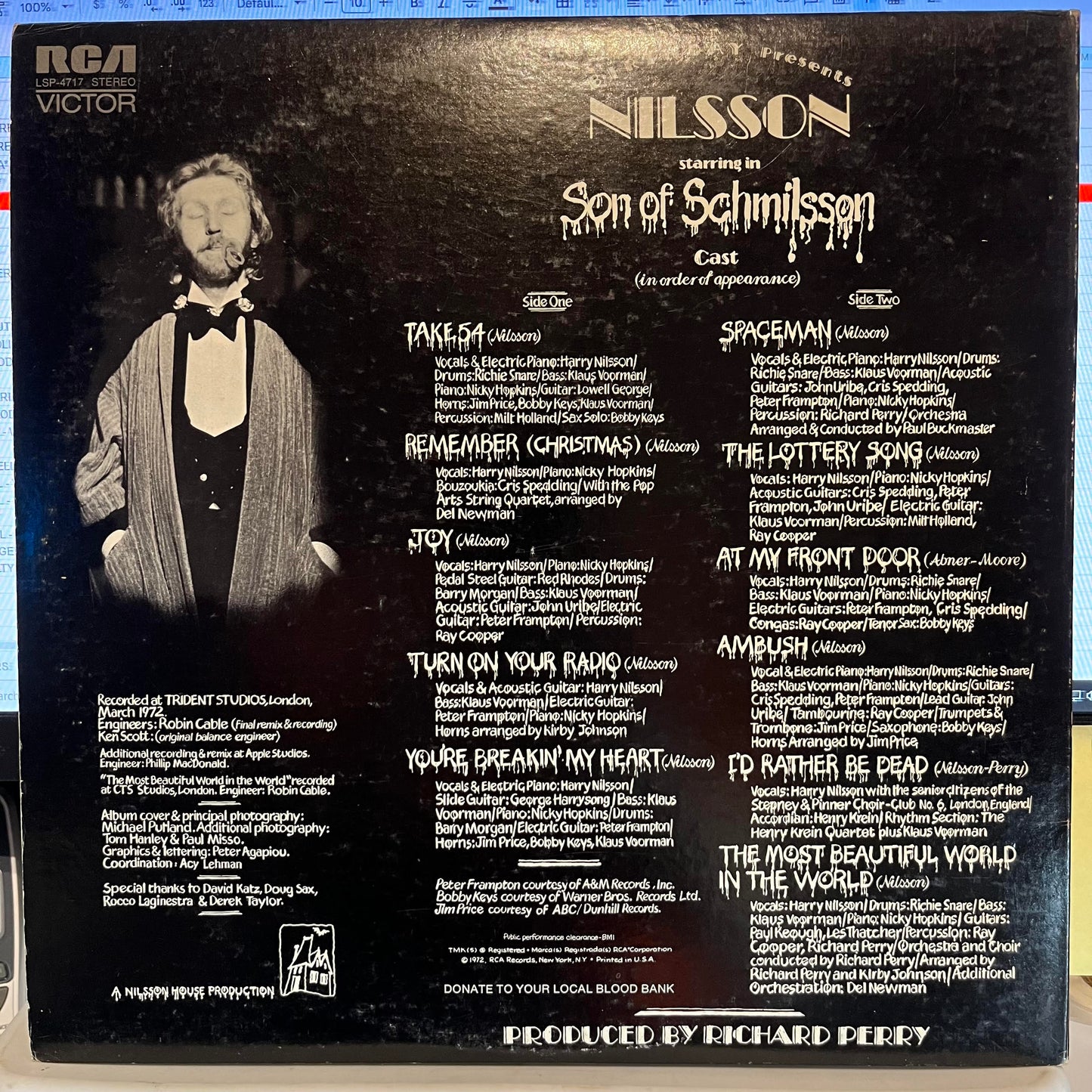 Harry Nilsson - Son Of Schmilsson *INDIANAPOLIS* | Near Mint (NM) Excellent (EX)-