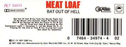 Meat Loaf - Bat Out Of Hell (CASSETTE) | Near Mint (NM) Near Mint (NM)-