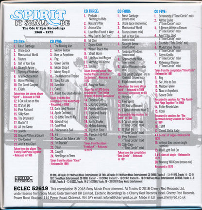 Spirit (8) - It Shall Be: The Ode & Epic Recordings 1968-1972 *5XCD BOX* | Excellent (EX) Near Mint (NM)--