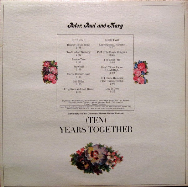 Peter, Paul & Mary - The Best Of Peter, Paul And Mary (Ten) Years Together (VINYL) | Near Mint (NM) Excellent+ (EX+)-