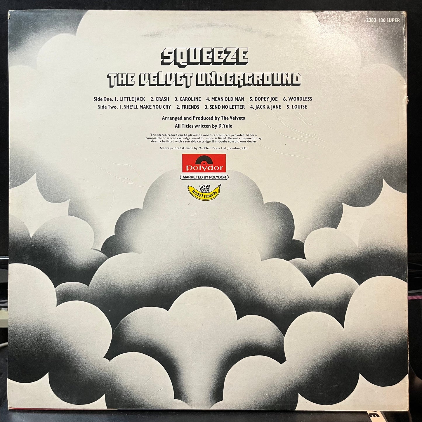 The Velvet Underground - Squeeze (IMPORT VINYL LP POLYDOR 2383 180 1973) | Near Mint (NM or M-) Excellent (EX)-