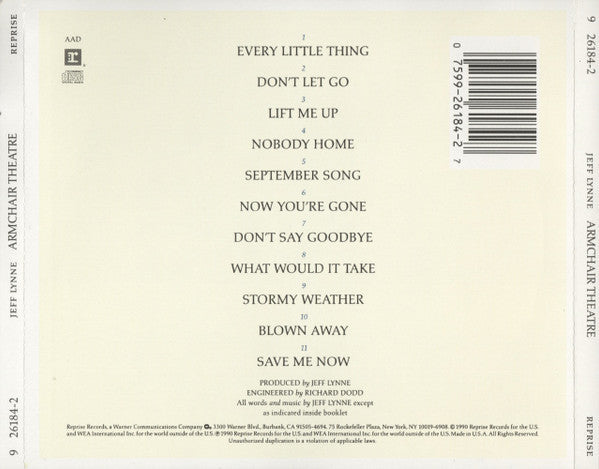 Jeff Lynne - Armchair Theatre (CD) | Near Mint (NM or M-)--