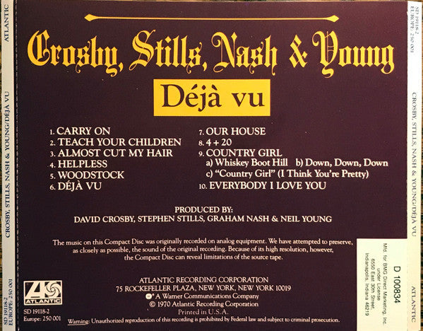 Crosby, Stills, Nash & Young - Déjà Vu (CD) | Near Mint (NM) Near Mint (NM)--