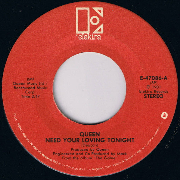 Queen - Need Your Loving Tonight (7" VINYL) | Near Mint (NM) Near Mint (NM)-
