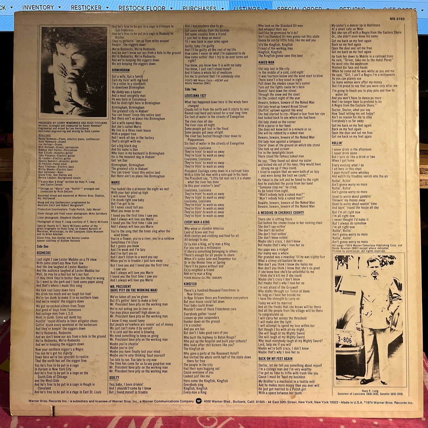 Randy Newman - Good Old Boys *GOLD DISK* | Near Mint (NM) Excellent (EX)-