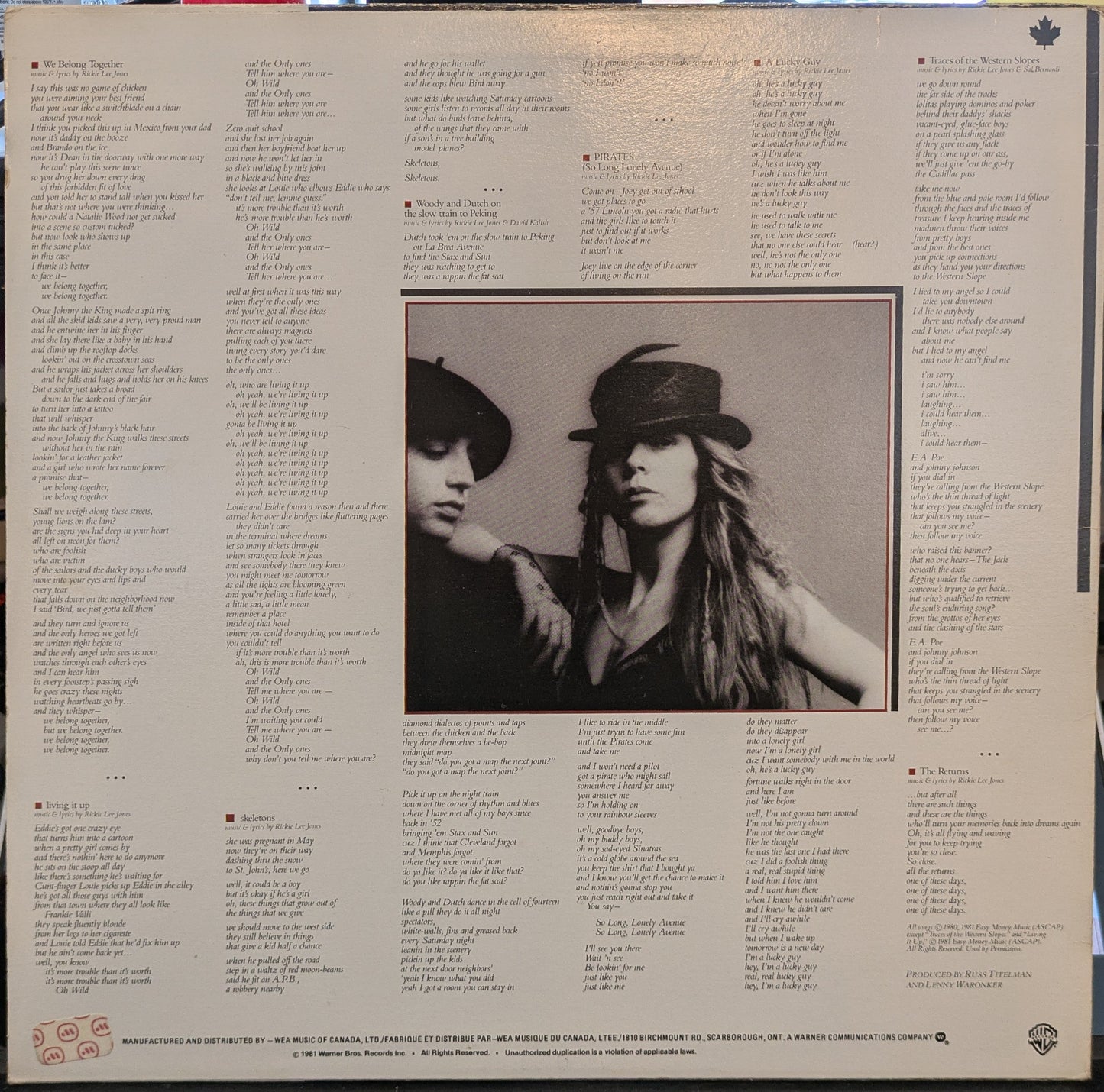 Rickie Lee Jones - Pirates (VINYL) | Near Mint (NM) Very Good Plus (VG+)-