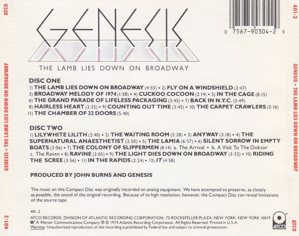 Genesis - The Lamb Lies Down On Broadway (2xCD) | Near Mint (NM) Near Mint (NM)-
