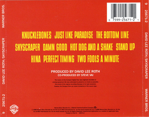 David Lee Roth - Skyscraper (CD) | Near Mint (NM) Near Mint (NM)-