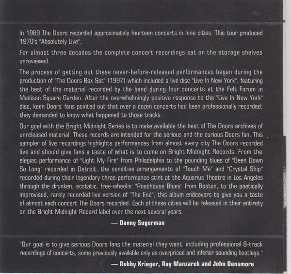 The Doors - Bright Midnight: Live In America (CD) | Mint (M) Mint (M)-