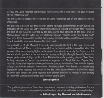 The Doors - Bright Midnight: Live In America (CD) | Mint (M) Mint (M)-