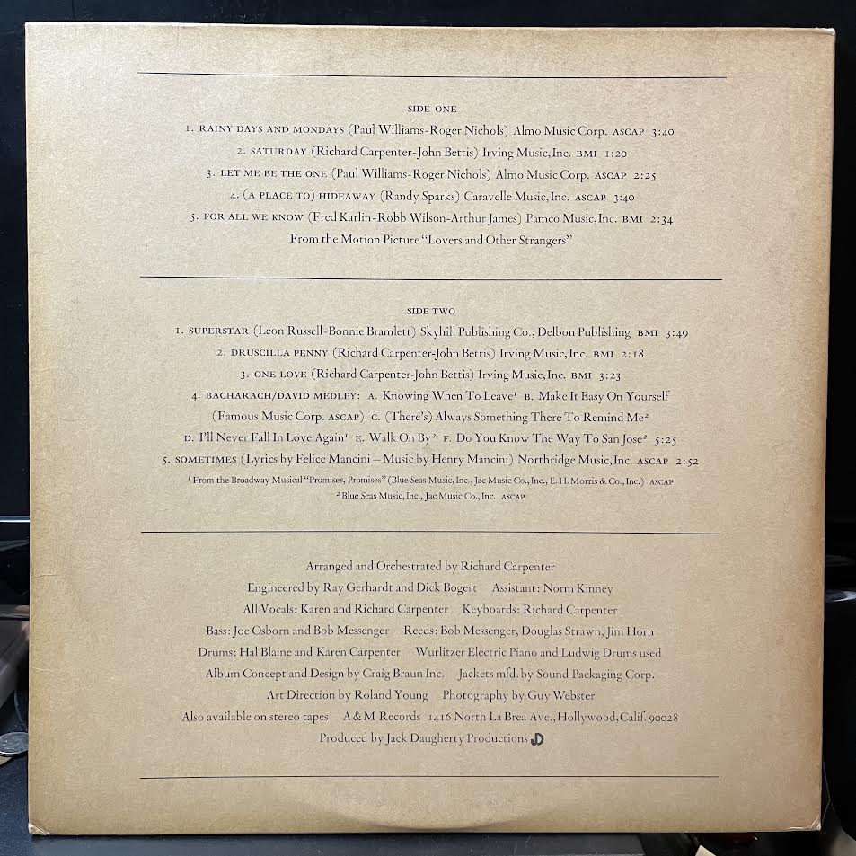 Carpenters - Carpenters (VINYL) | Near Mint (NM) Excellent+ (EX+)-