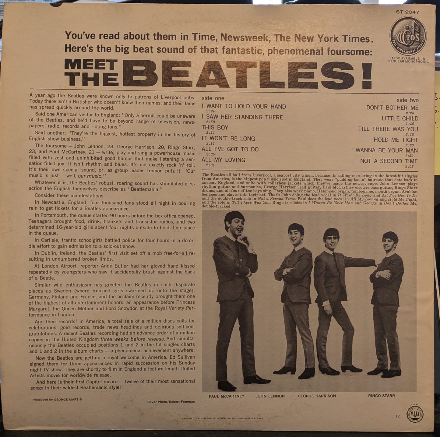 The Beatles - Meet The Beatles! (VINYL)(WINCHESTER REISSUE) | Near Mint (NM) Excellent+ (EX+)-