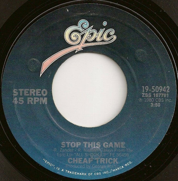 Cheap Trick - Stop This Game (7" VINYL) | Near Mint (NM) Near Mint (NM)-