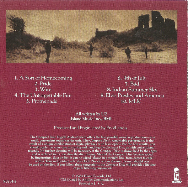 U2 - The Unforgettable Fire (CD) | Near Mint (NM) Near Mint (NM)--