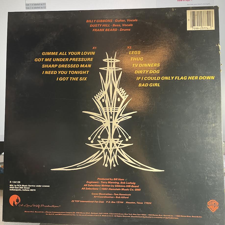 ZZ Top - Eliminator (VINYL) | Near Mint (NM) Excellent+ (EX+)--