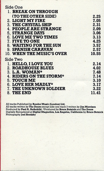 The Doors - The Best Of The Doors *REMASTERED/CASSETTE* | Near Mint (NM) Near Mint (NM)--