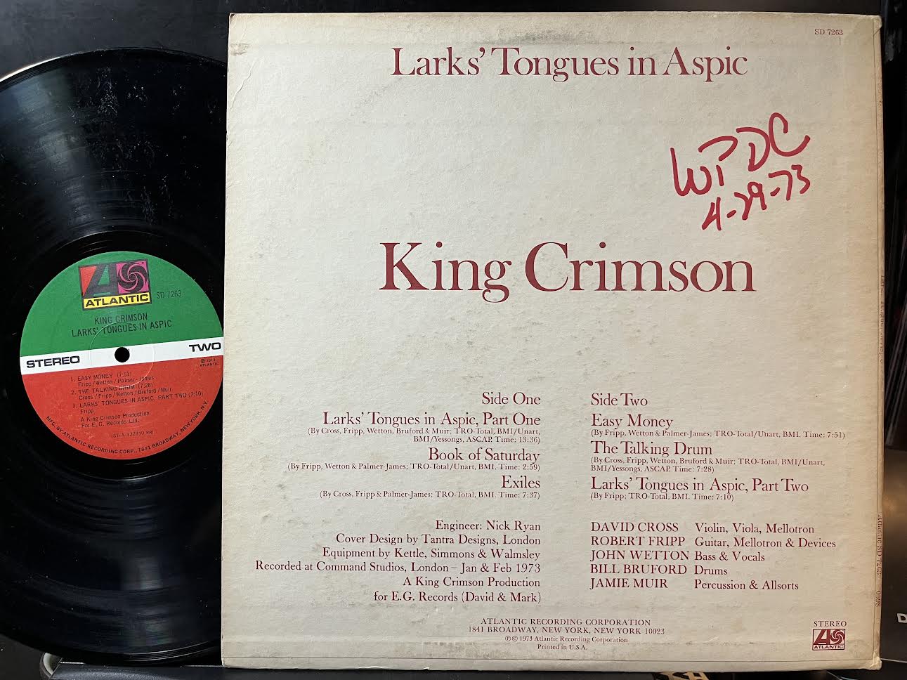 King Crimson - Larks' Tongues In Aspic (VINYL) | Near Mint (NM) Very Good Plus (VG+)--