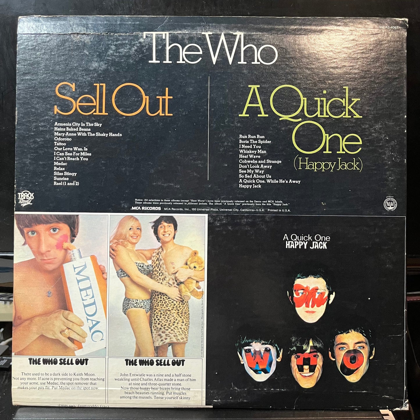 The Who - A Quick One (Happy Jack) / The Who Sell Out (VINYL 2xLP MCA MCA2-4067) | USED Near Mint (NM or M-) Very Good Plus (VG+)--