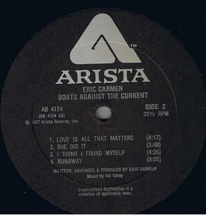 Eric Carmen - Boats Against The Current | Near Mint (NM) Excellent (EX)-