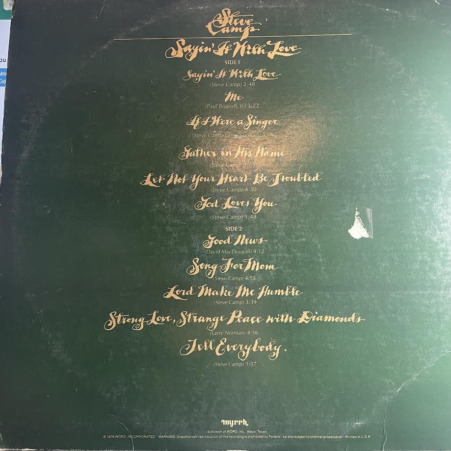 Steve Camp - Sayin' It With Love (VINYL) | Very Good Plus (VG+) Very Good Plus (VG+)--
