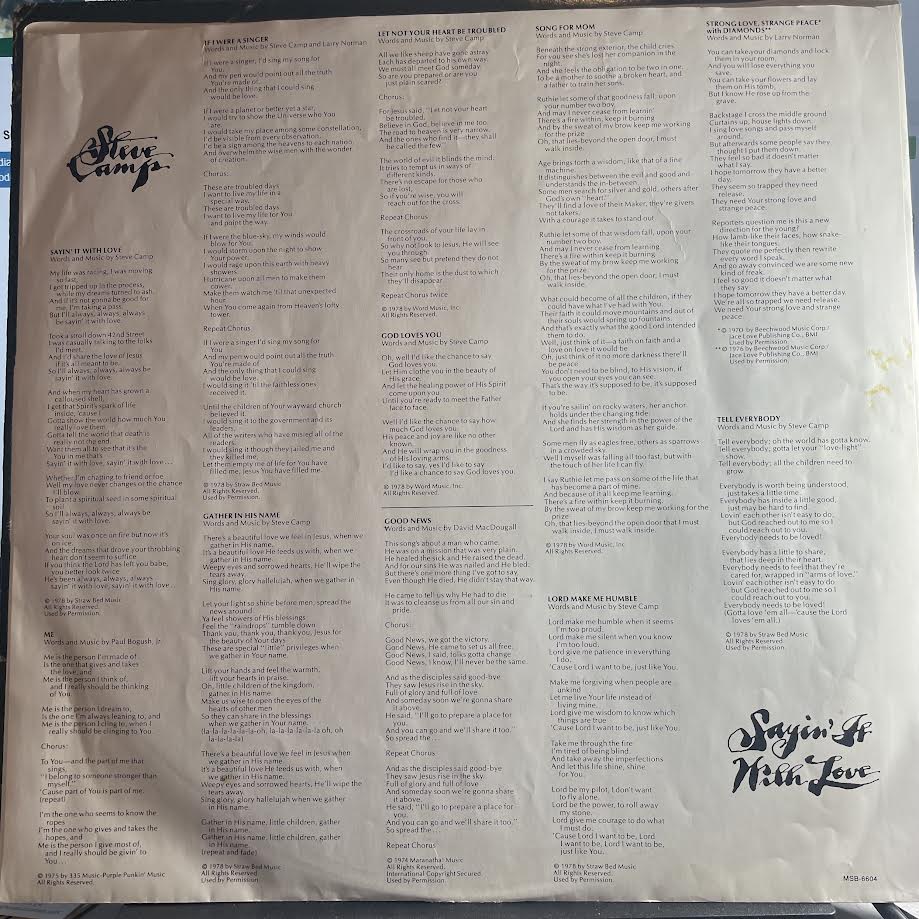 Steve Camp - Sayin' It With Love (VINYL) | Very Good Plus (VG+) Very Good Plus (VG+)--