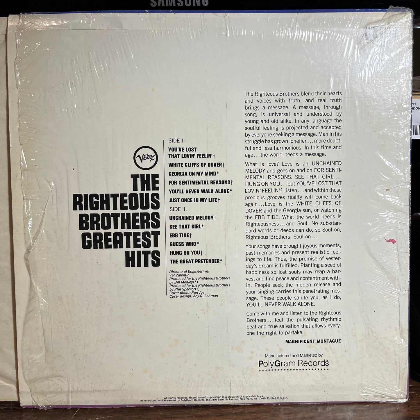 The Righteous Brothers - Greatest Hits (VINYL) | Excellent+ (EX+)-