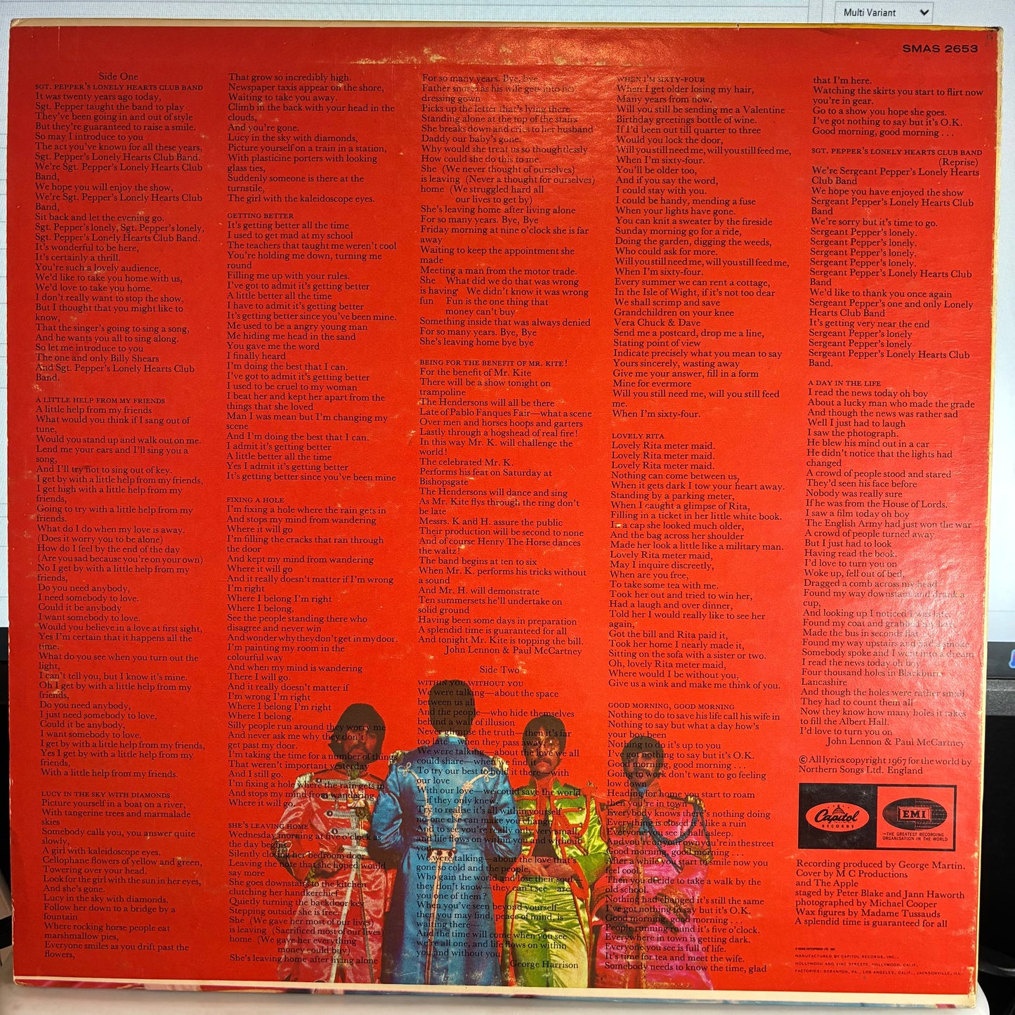 The Beatles - Sgt. Pepper's Lonely Hearts Club Band (VINYL) | Very Good Plus (VG+) Excellent (EX)--
