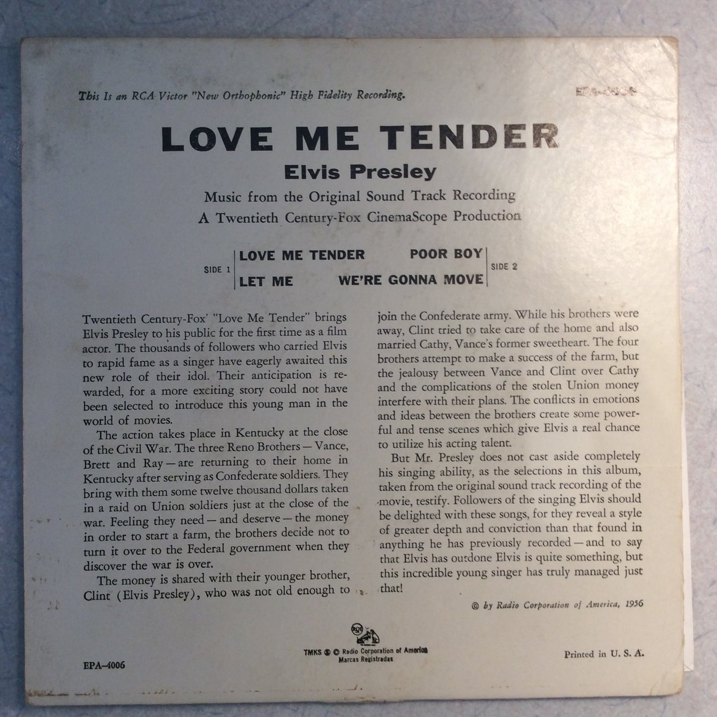 Elvis Presley - Love Me Tender (7" VINYL) | Very Good Plus (VG+) Excellent (EX)--