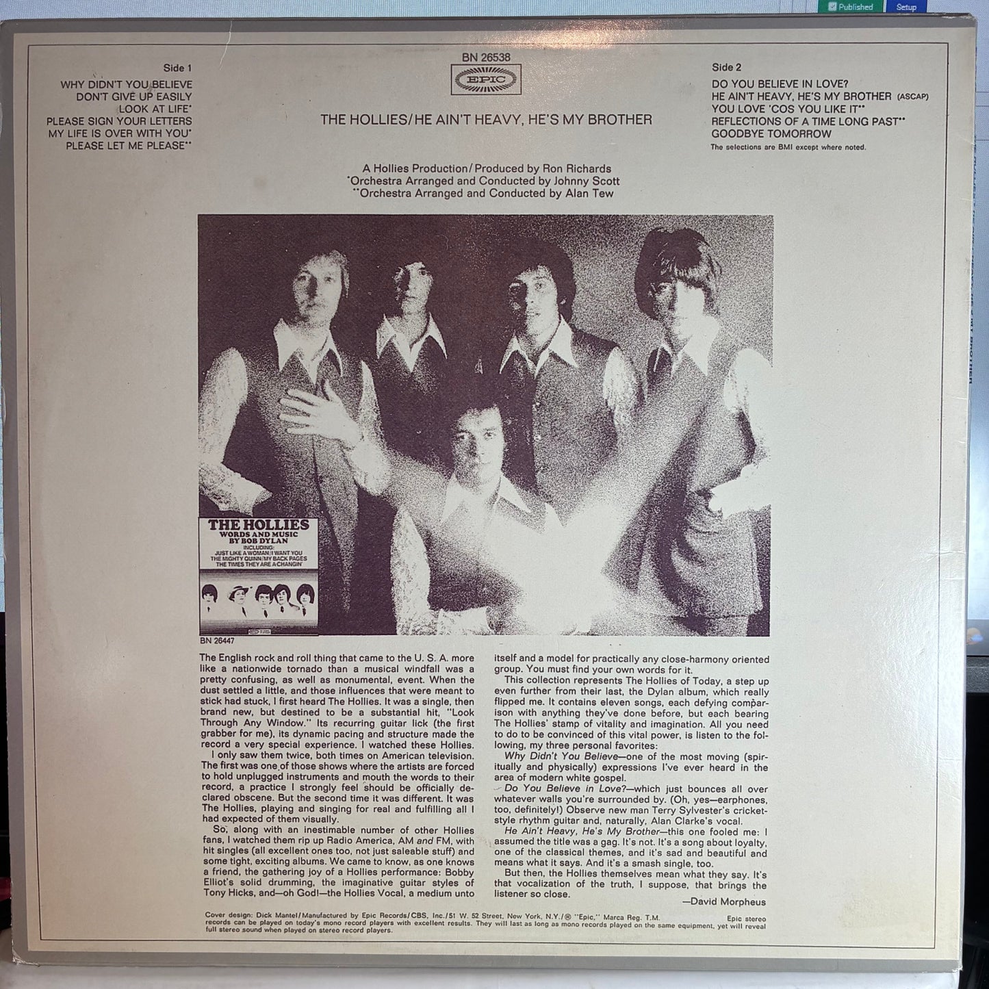 The Hollies - He Ain't Heavy, He's My Brother (VINYL) | Very Good Plus (VG+) Excellent (EX)-