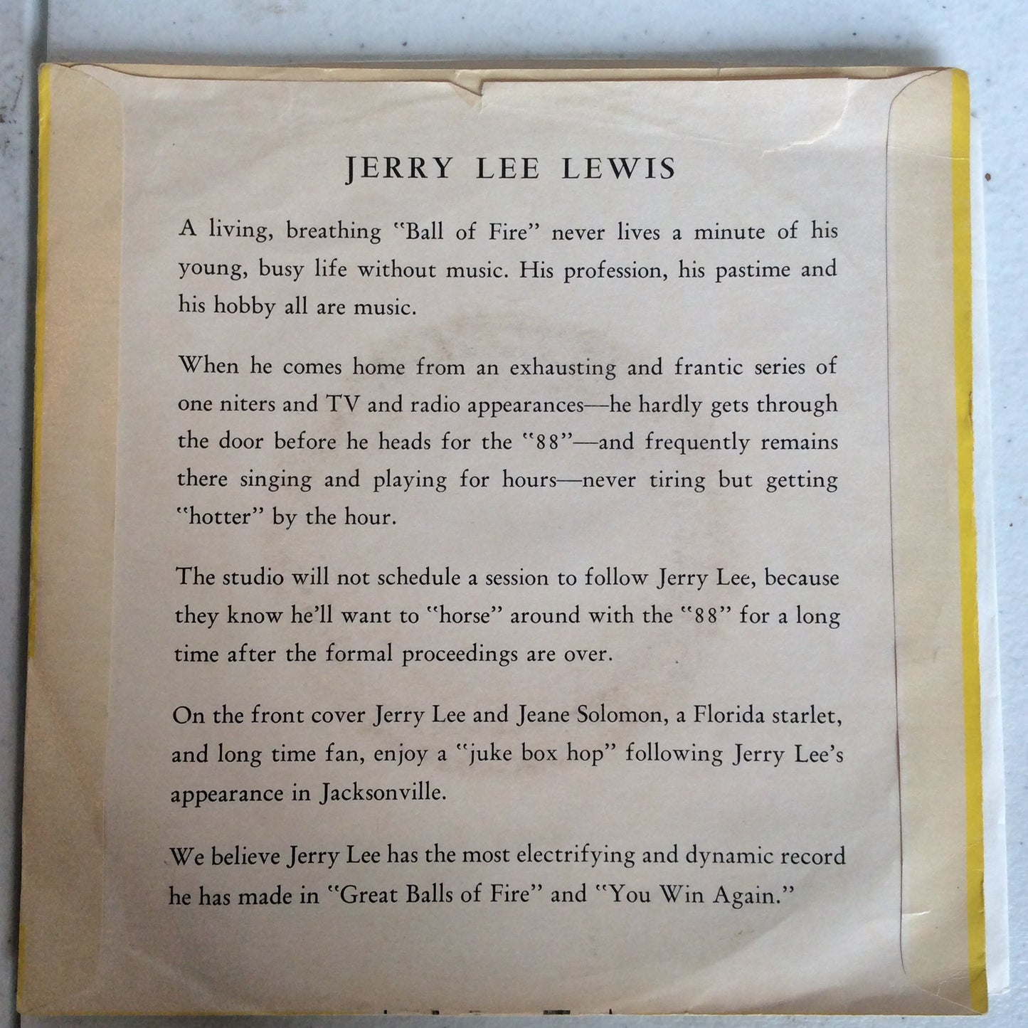 Jerry Lee Lewis - Great Balls Of Fire (7" VINYL) | Very Good (VG) Very Good Plus Plus (VG++)--