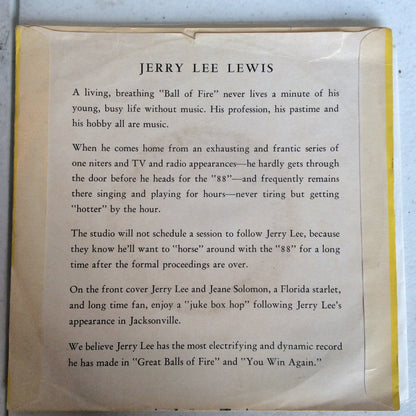 Jerry Lee Lewis - Great Balls Of Fire (7" VINYL) | Very Good (VG) Very Good Plus Plus (VG++)--