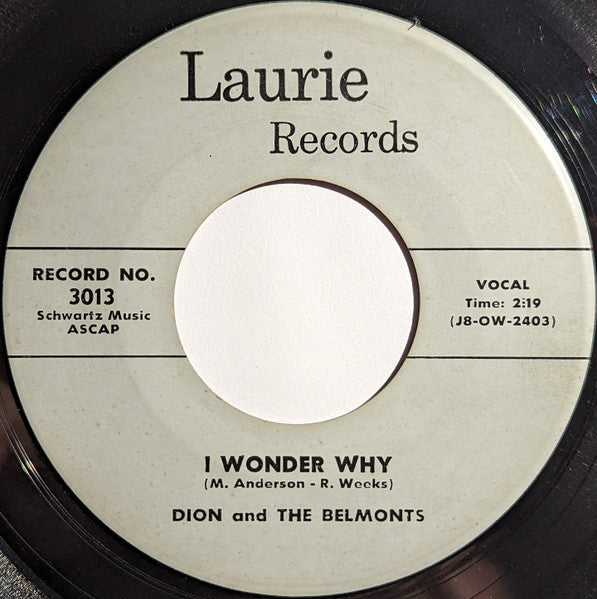 Dion & The Belmonts - Teen Angel / I Wonder Why (7" VINYL) | Very Good (VG) Generic--