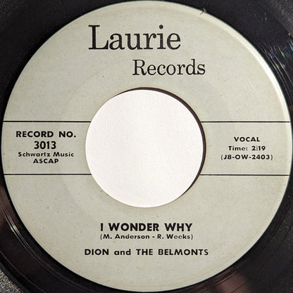 Dion & The Belmonts - Teen Angel / I Wonder Why (7" VINYL) | Very Good (VG) Generic--