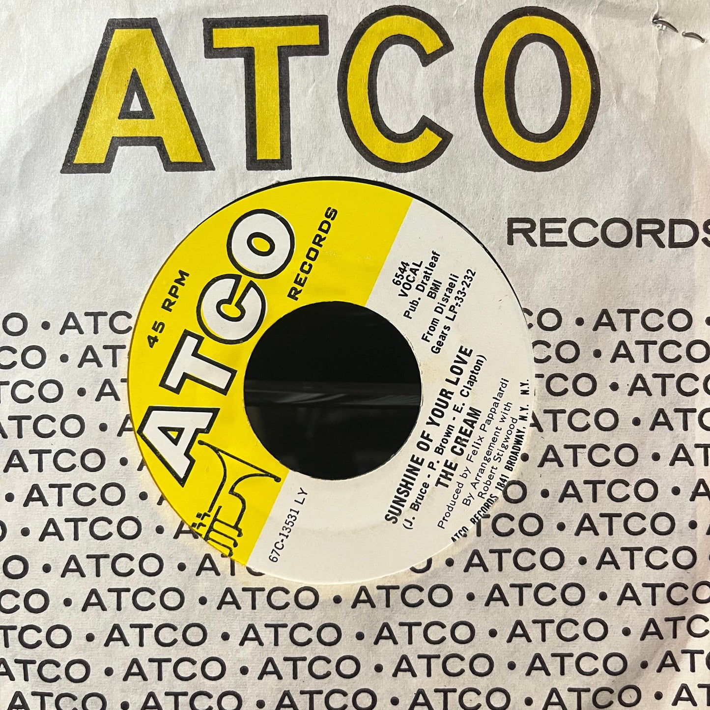 The Cream - Sunshine Of Your Love (VINYL 7") | Very Good Plus Plus (VG++) Excellent (EX)-