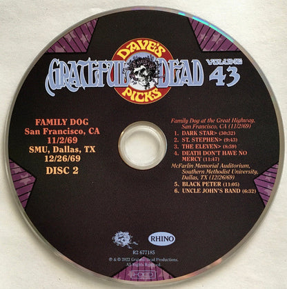 Dave's Picks, Volume 43 (3xCD)(San Francisco, 11/2/69 • Dallas, 12/26/69) | Mint (M) Near Mint (NM)-